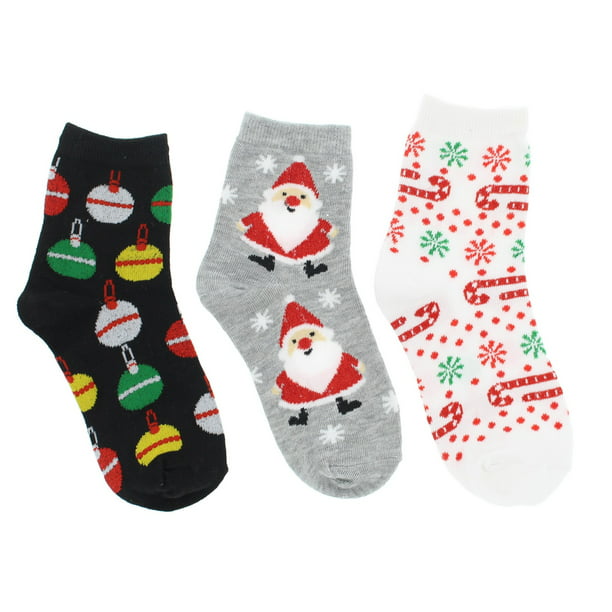 3Pr Happy Holidays Womens Christmas Theme Knee High Socks Snowman, Glitter Snowmen, Snowflakes 